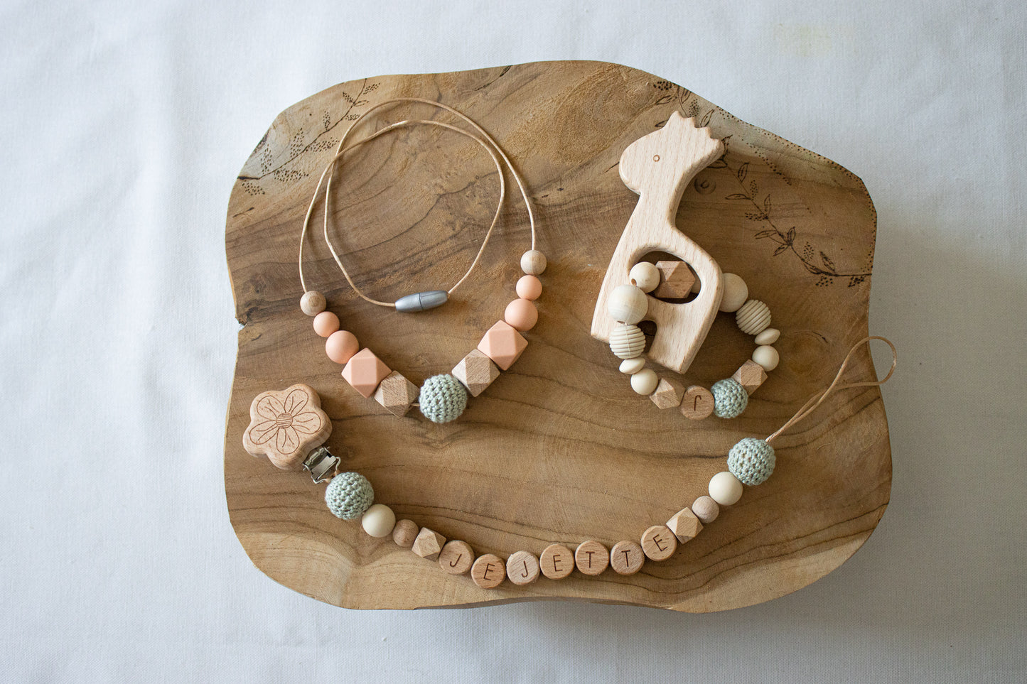 Anneau de dentition / Attache Tétine / Collier d'allaitement - Trio Jejette