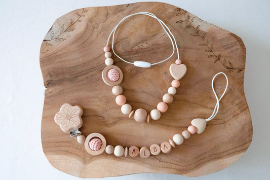 Attache tétine / Collier d'allaitement - Modèle Emilie / Alba