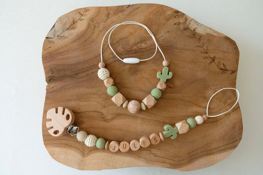 Attache tétine / Collier d'allaitement - Modèle Manue / Jules